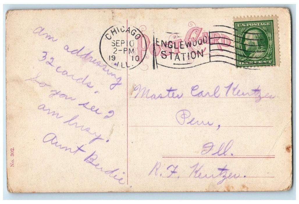 1910 New Chicago & Northwestern R. R. Station Chicago Illinois IL Postcard