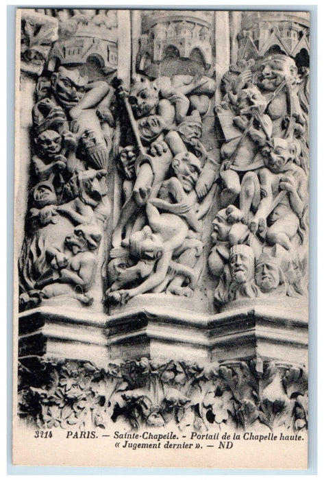 c1920 Sainte Chapelle Portail de la Chapelle Sculpture Paris France Postcard