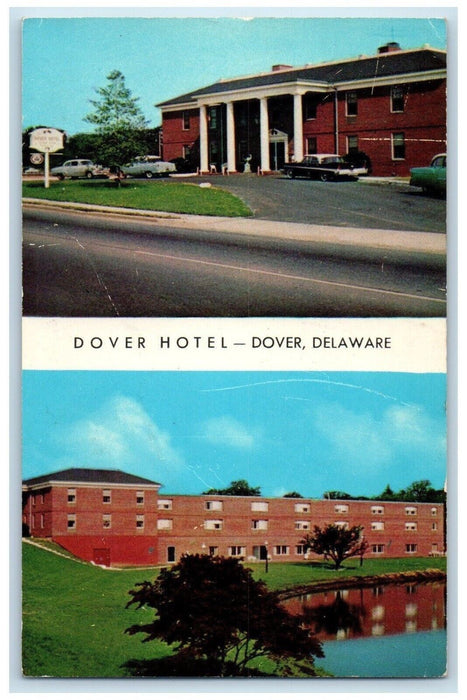 Dover Hotel And Overlooking The Lake Dover Delaware DE, Dual View Postcard