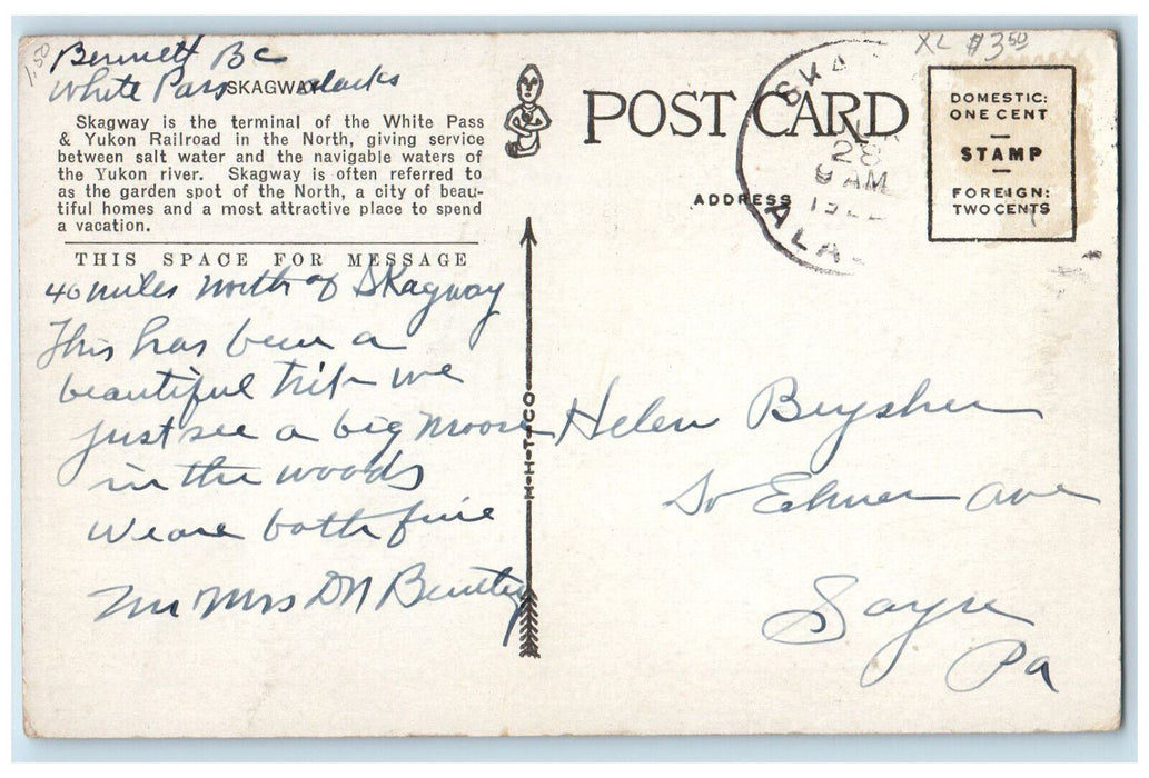 c1920's Mountain Steamer Landing Houses Sagway Alaska AK Posted Postcard