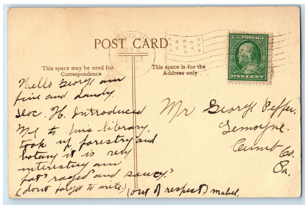 1910 First Methodist Church York Pennsylvania PA Antique Posted Postcard