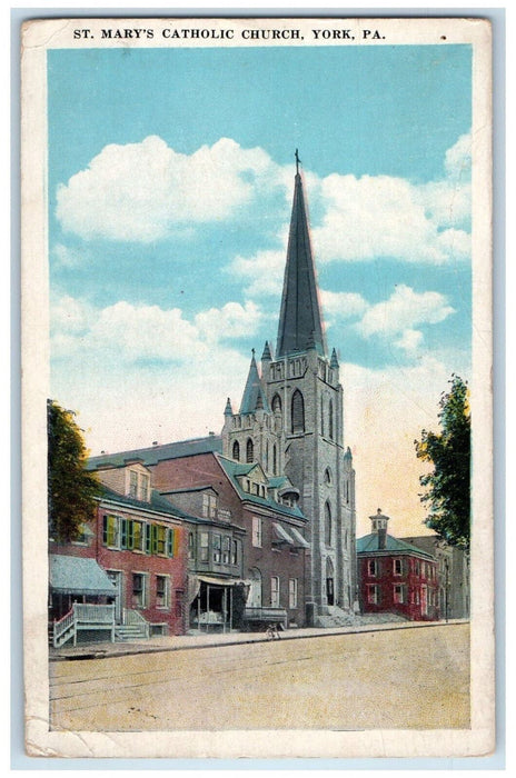 c1920's Buildings St. Mary's Catholic Church York Pennsylvania PA Postcard