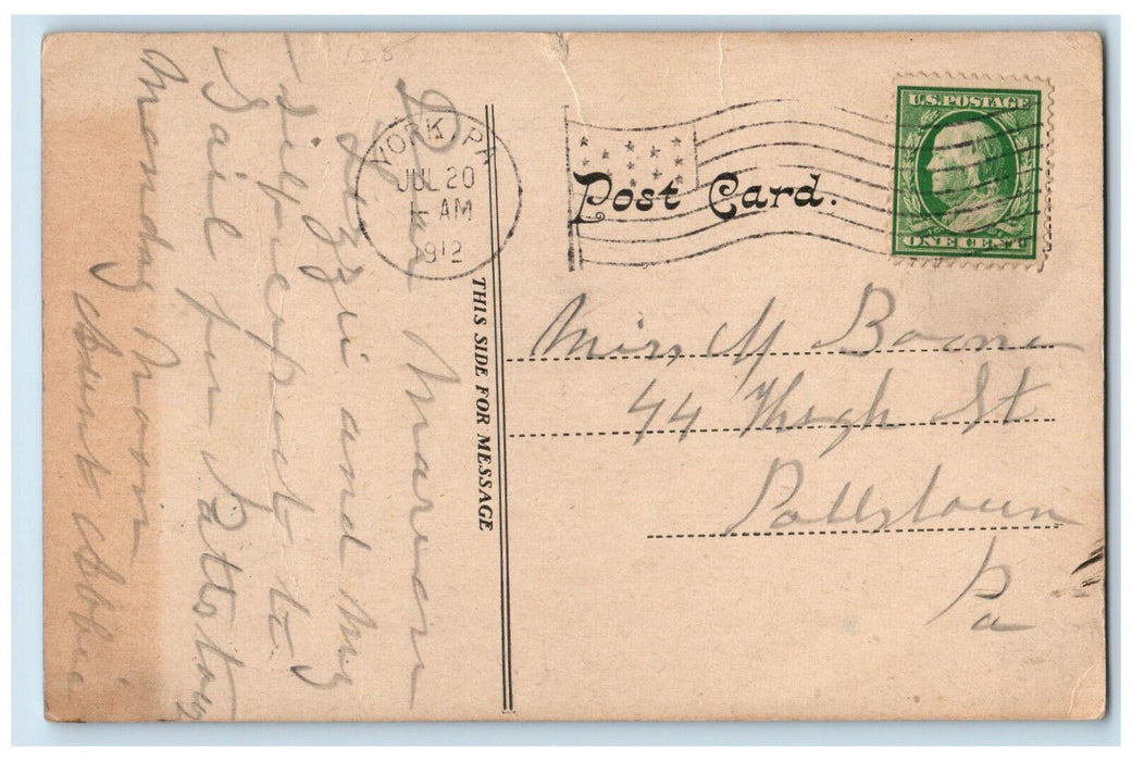 1912 Grace United Evangelical Church Broad Street York Pennsylvania PA Postcard