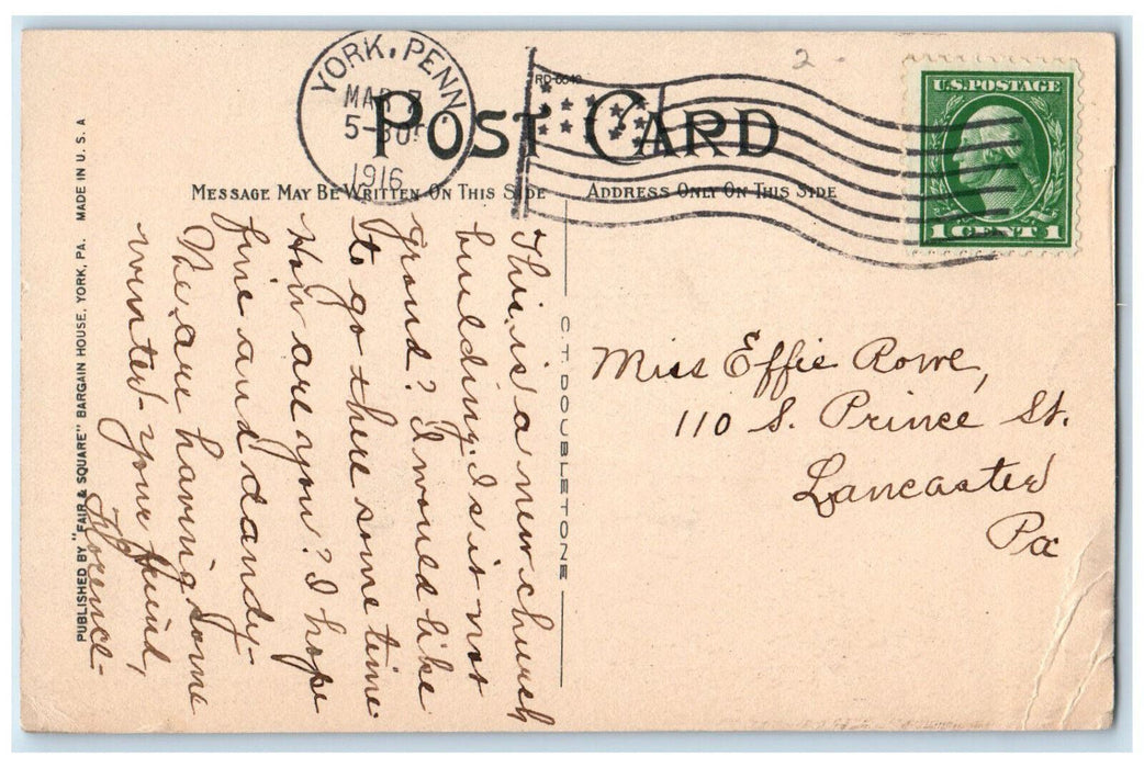 1916 Zion Reformed Church Lafayette Street Cleveland Avenue York PA Postcard