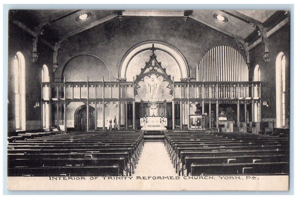 1907 Interior of Trinity Reformed Church York Pennsylvania PA Posted Postcard