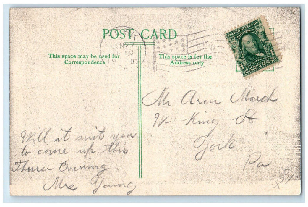 1907 Interior of Trinity Reformed Church York Pennsylvania PA Posted Postcard