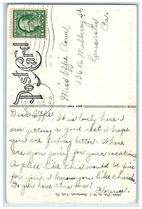 1922 Heidelberg Reformed Church York Pennsylvania PA Posted Postcard