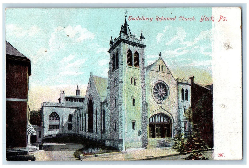 1910 Heidelberg Reformed Church York Pennsylvania PA RPO Posted Postcard