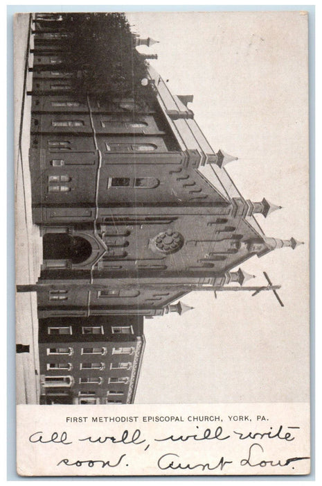 1907 First Methodist Episcopal Church York Pennsylvania PA Antique Postcard