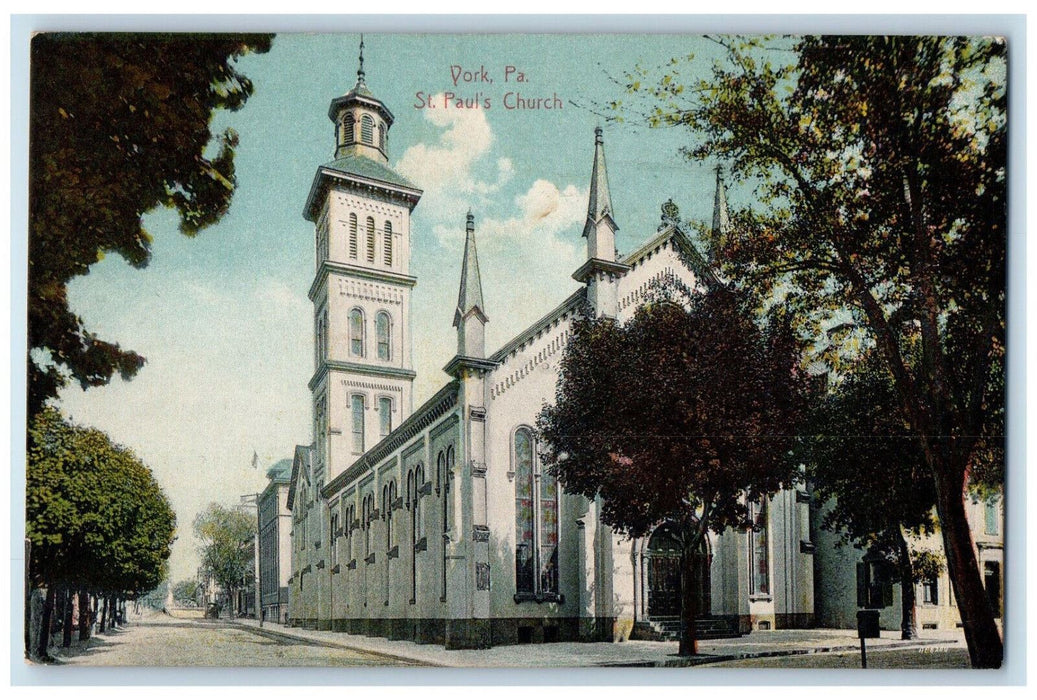 1913 St. Paul's Church York Pennsylvania PA Antique Posted Postcard