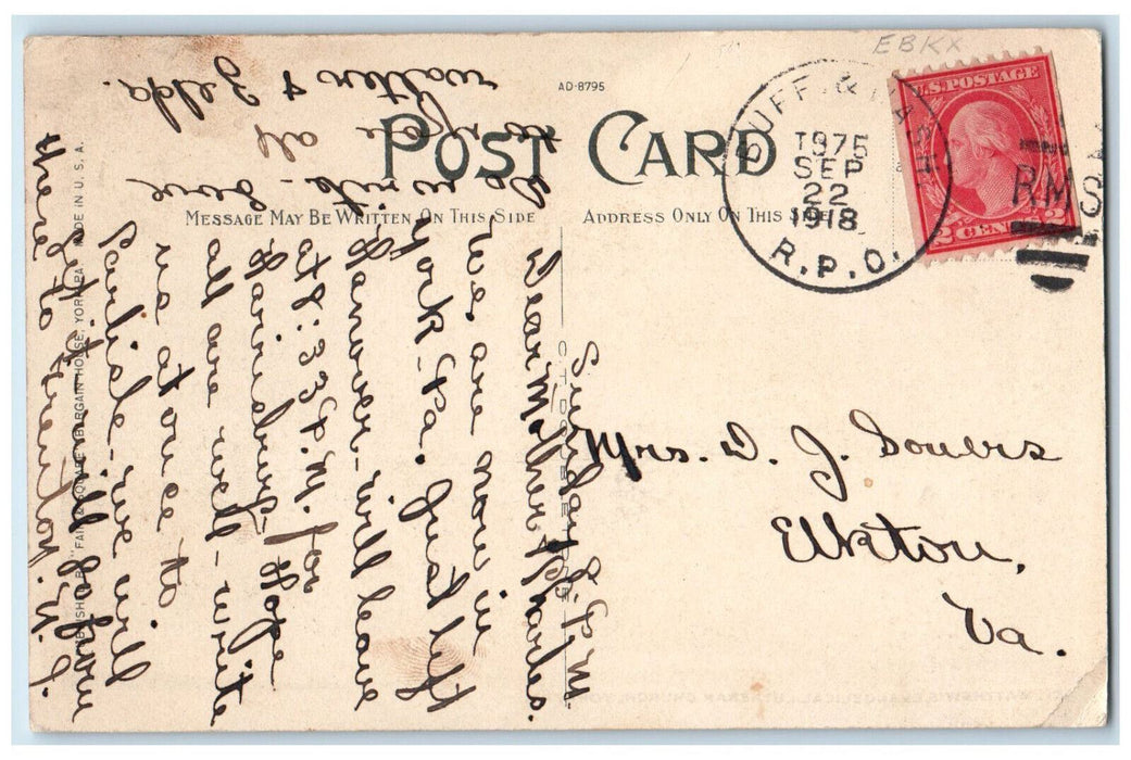 1918 St. Matthew's Evangelical Lutheran Church York Pennsylvania PA RPO Postcard