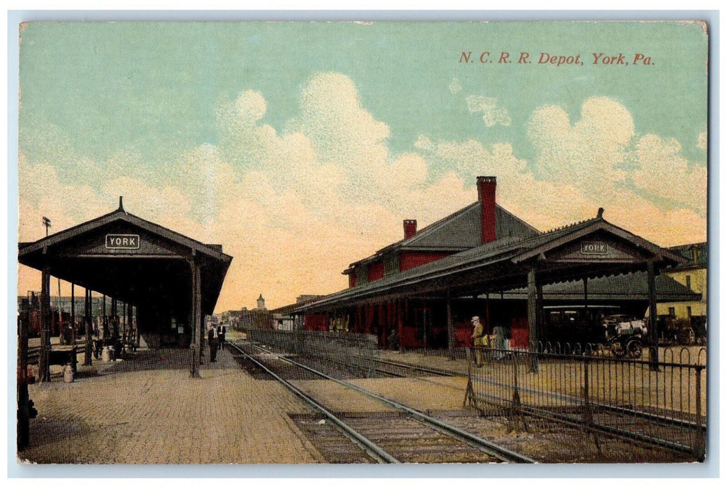 c1910 N.C. Railroad Depot Station York Pennsylvania PA Unposted Postcard