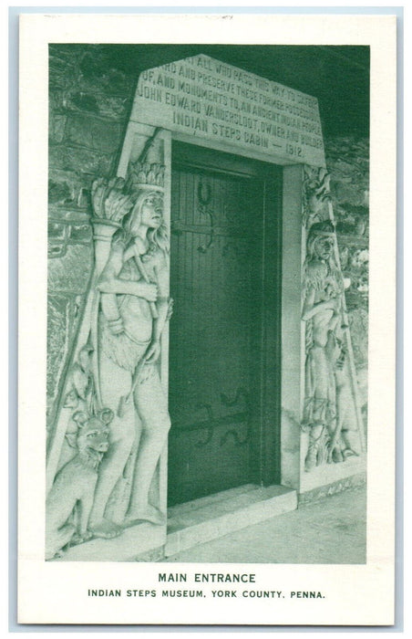 c1920's Main Entrance Indian Steps Museum York County Pennsylvania PA Postcard