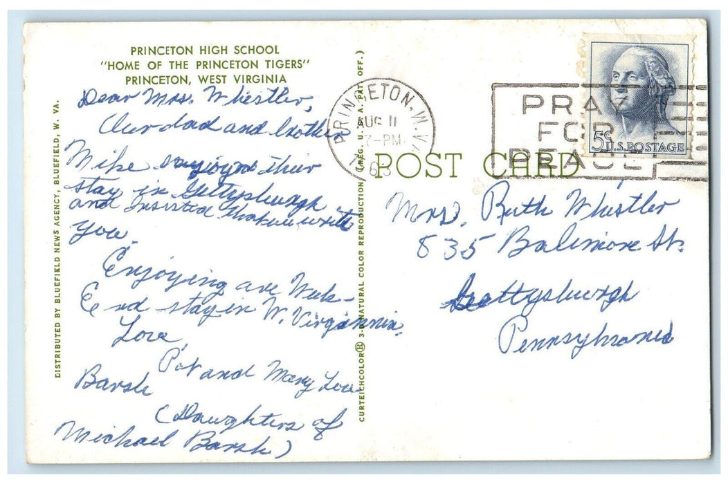 1963 Princeton High School Building Campus Princeton West Virginia WV Postcard