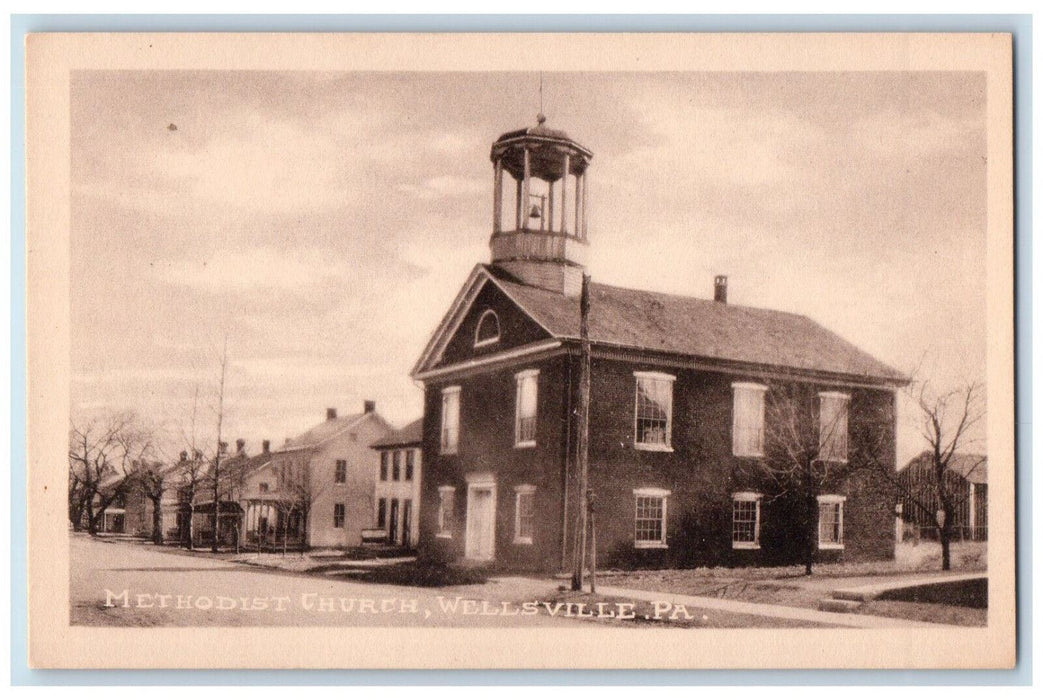 c1920's Methodist Church Wellsville Pennsylvania PA Antique Postcard