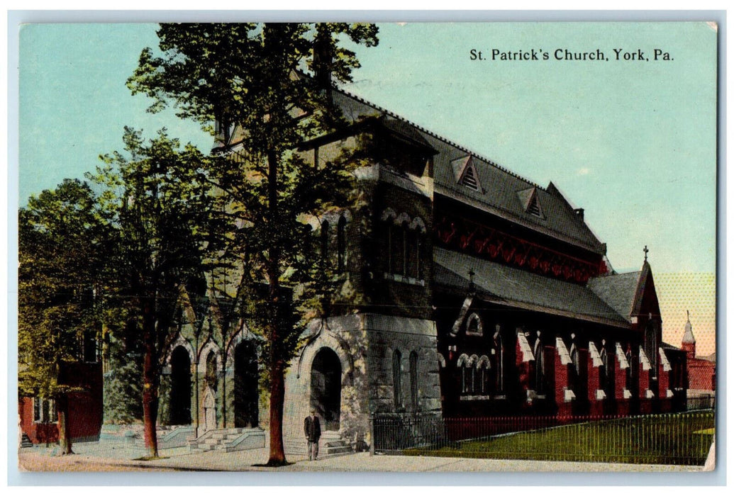 1913 St. Patrick's Church York Pennsylvania PA Antique Posted Postcard
