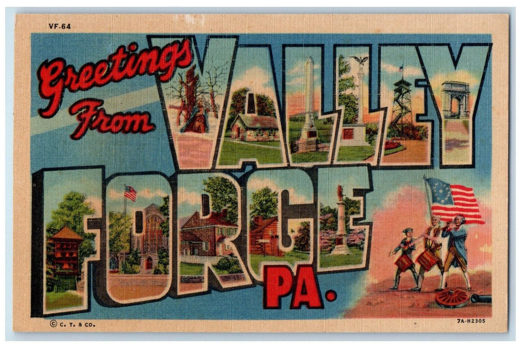 c1940's Greetings from Valley Forge Pennsylvania PA Antique Unposted Postcard