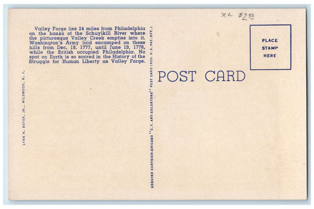 c1940's Greetings from Valley Forge Pennsylvania PA Antique Unposted Postcard