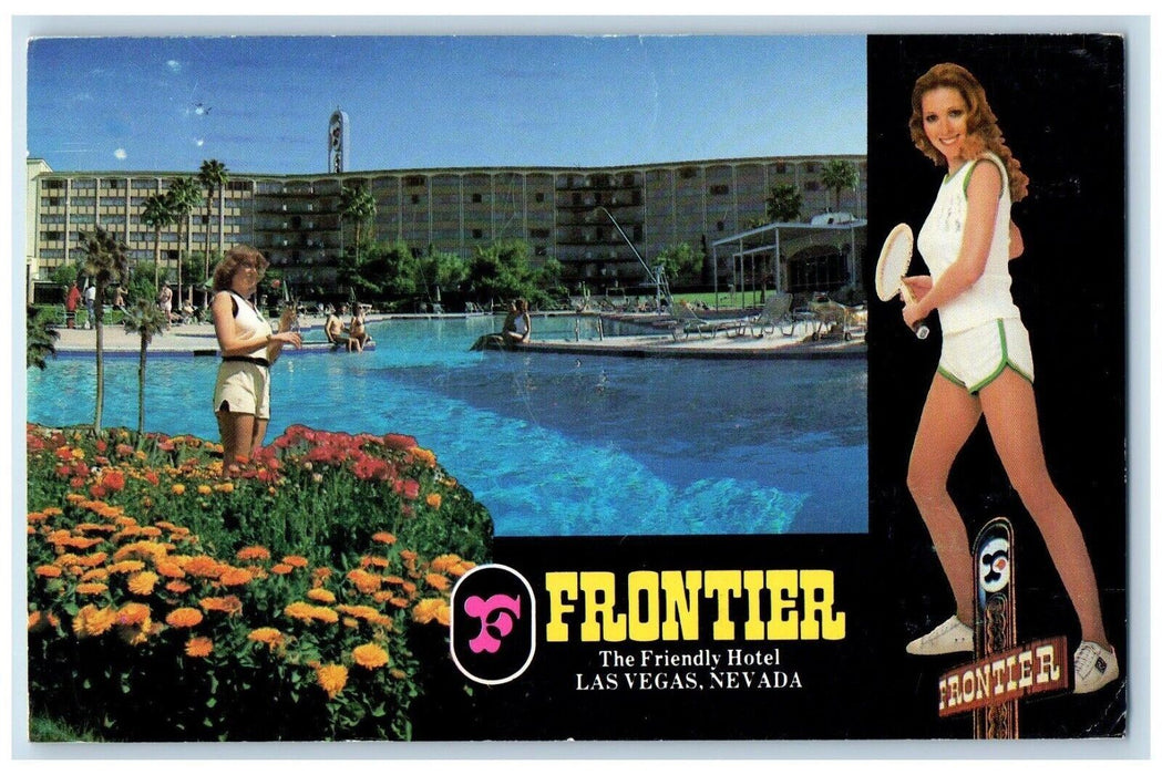 Frontier The Friendly Hotel Building Swimming Pool Las Vegas Nevada NV Postcard