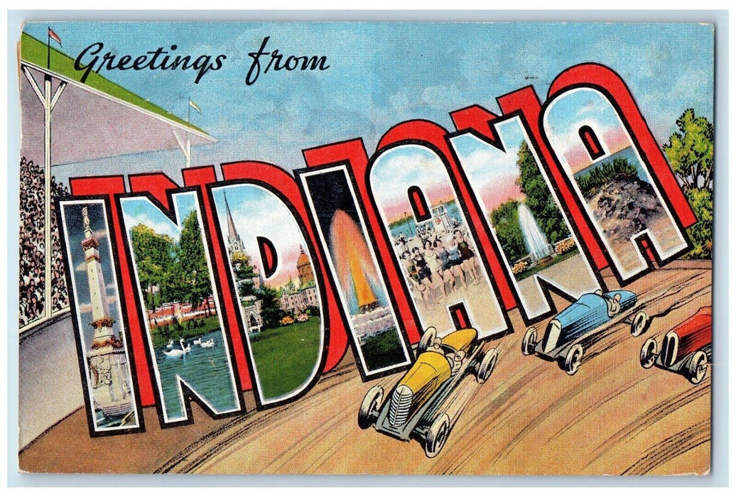 1946 Greetings From Indiana IN, New Alban Large Letters Vintage Postcard