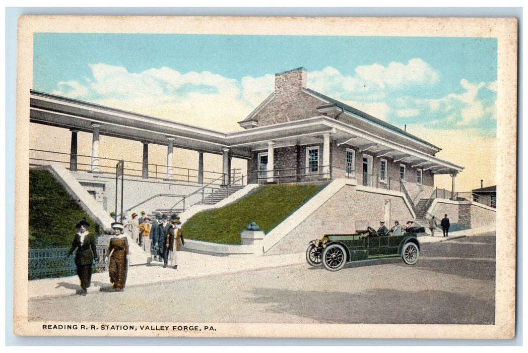 c1920's Reading Railroad Station, Valley Forge Pennsylvania PA Postcard