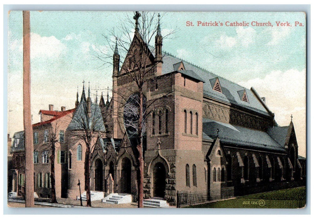 c1905 St. Patrick's Catholic Church York Pennsylvania PA Antique Postcard