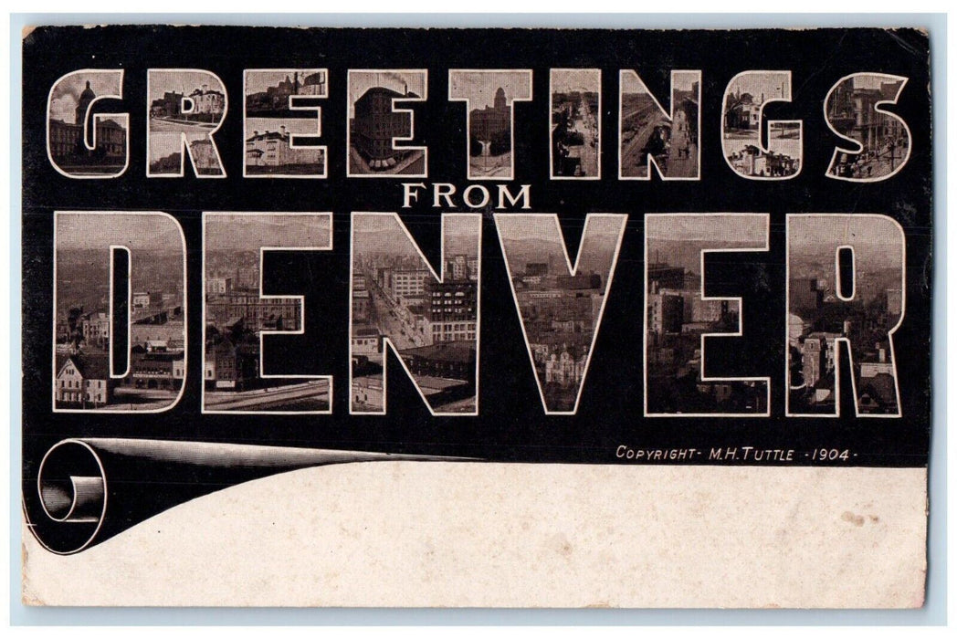 c1910's Greetings From Denver Colorado CO, Large Letters Antique Postcard