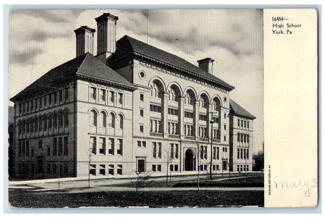 c1905 High School York, Pennsylvania PA Antique Souvenir Postcard Co. Postcard
