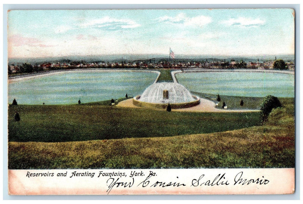 1906 Reservoirs and Aerating Fountains York Pennsylvania PA Postcard