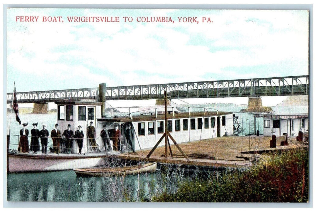 c1910 Ferry Boat, Wrightsville to Columbia York Pennsylvania PA Postcard