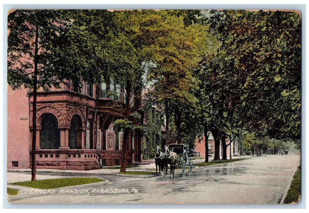 1909 Governors Mansion Harrisburg Pennsylvania PA Antique Posted Postcard