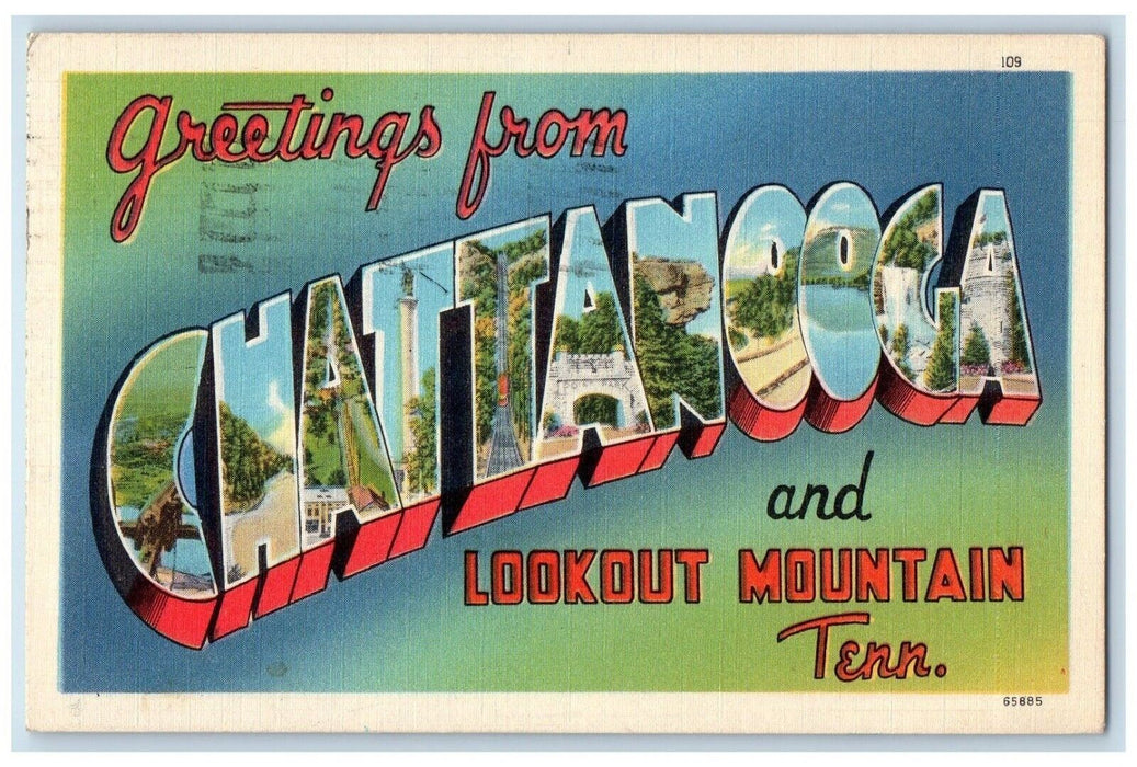 1954 Greetings From Chattanooga And Lookout Mountain TN, Large Letters Postcard