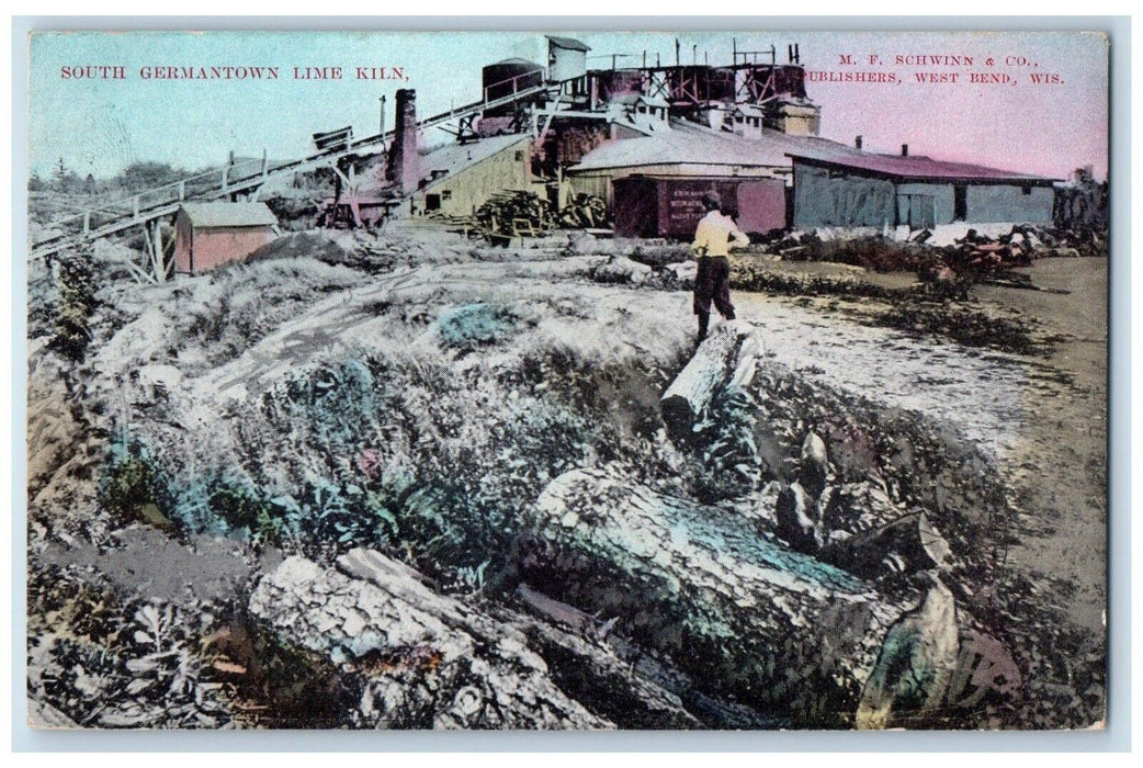 1912 View Of South Germantown Lime Kiln South Germantown Wisconsin WI Postcard