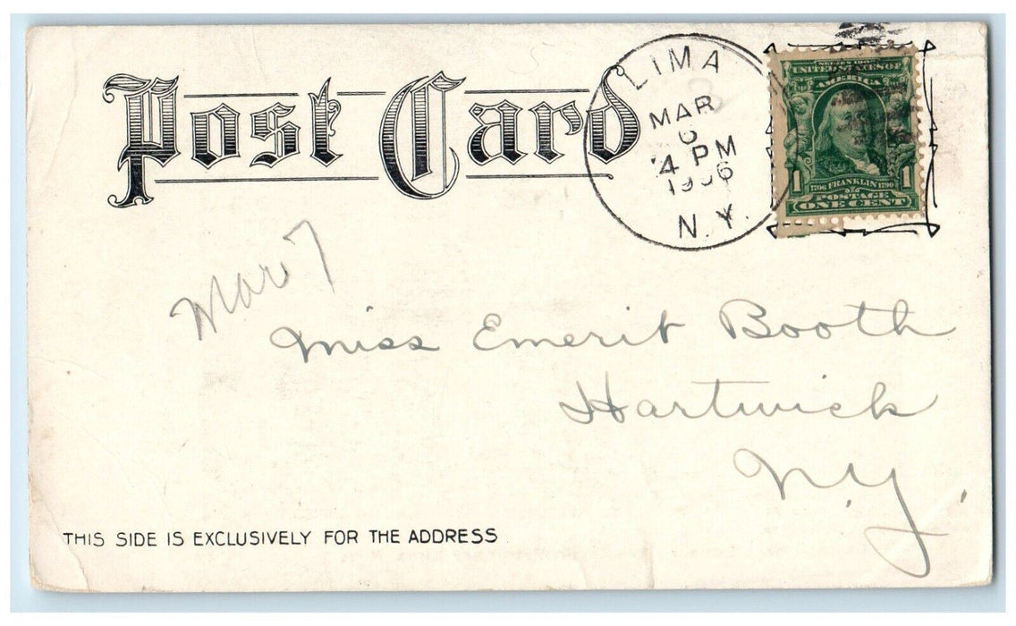 1906 College Hall Genesee Wesleyan Seminary Lima New York NY Antique Postcard