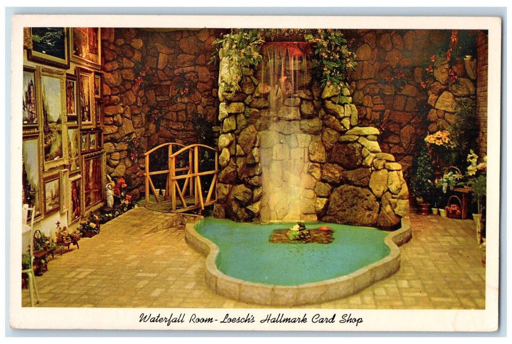 Waterfall Room Loesch's Hallmark Card Shop La Grange Illinois IL Postcard