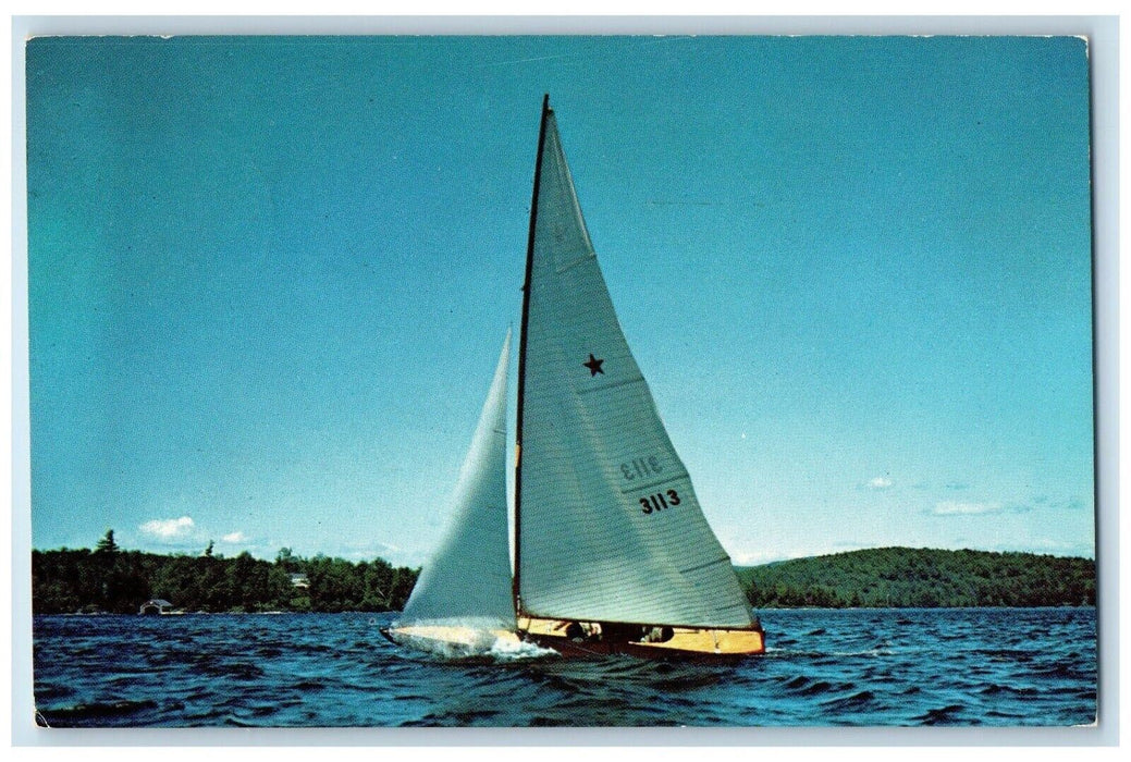 Greetings From Muskoka Lake Ontario Canada, Sailing Posted Vintage Postcard