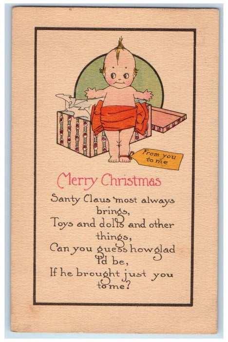 c1910's Christmas Cupie Toys And Dolls In Box Posted Antique Postcard