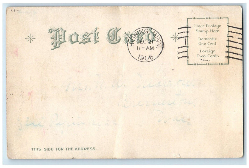 1906 Christmas Wishes Angel Cherubs Head Holly Berries Posted Antique Postcard