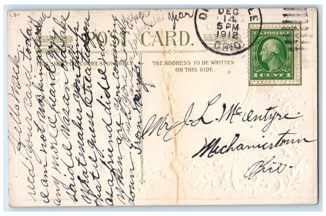 1912 Christmas House River Winter Snow John Winsch Artist Signed Postcard