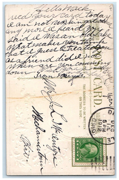 1912 Christmas House River Winter Snow John Winsch Artist Signed Postcard