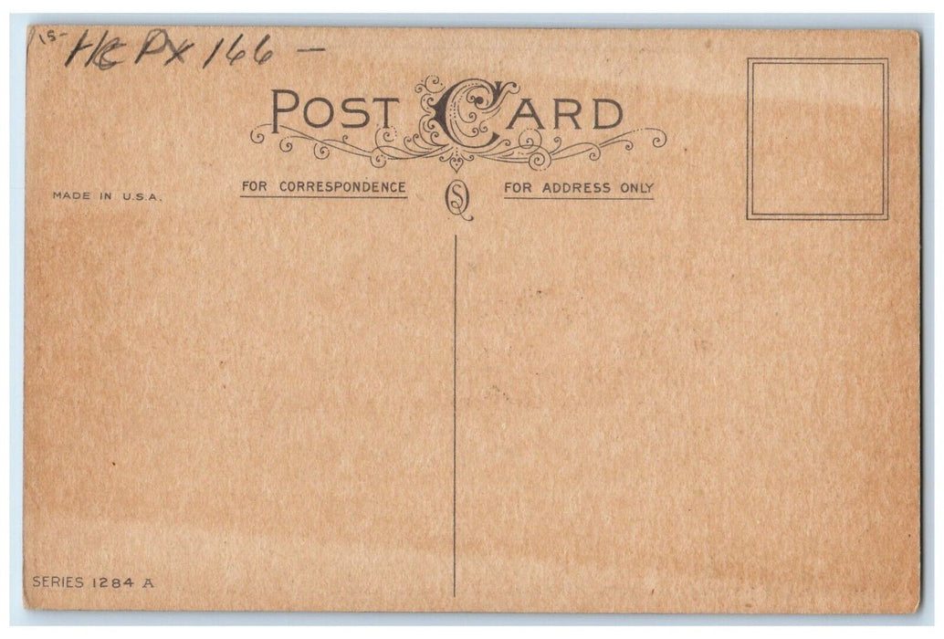 c1910's Christmas Greetings Girl Warmer Winter Snow Pine Tree Antique Postcard