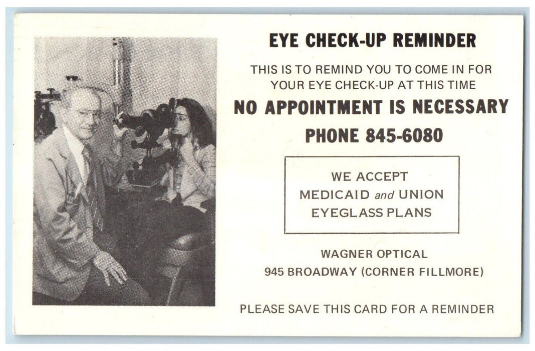 1935 Eye Check-Up Reminder Advertising Buffalo New York NY Optician Postcard