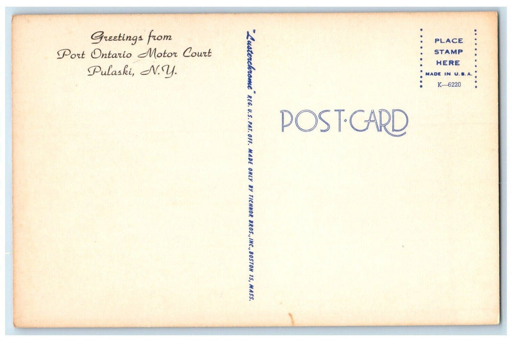 c1960 Greetings From Port Ontario Motor Court Pulaski New York Antique Postcard