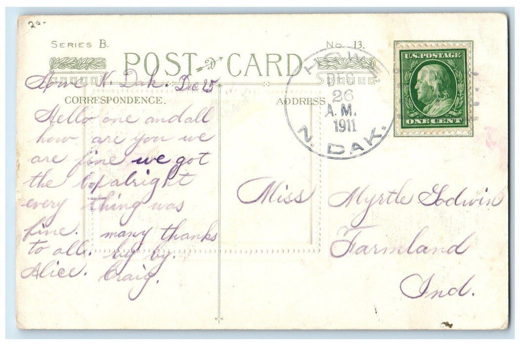 1911 Christmas Santa Claus Poinsettia Flowers Bird Embossed Winsch Back Postcard