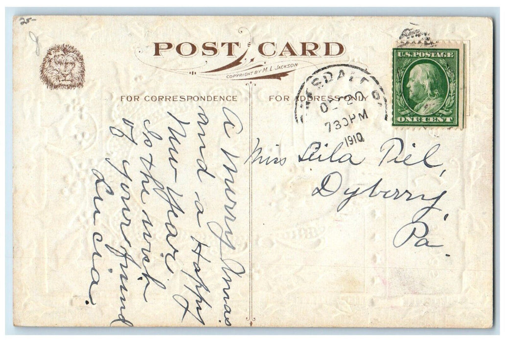 1910 Christmas Santa Claus Cigarette Pipe Smoke Winter Snow Moon Posted Postcard