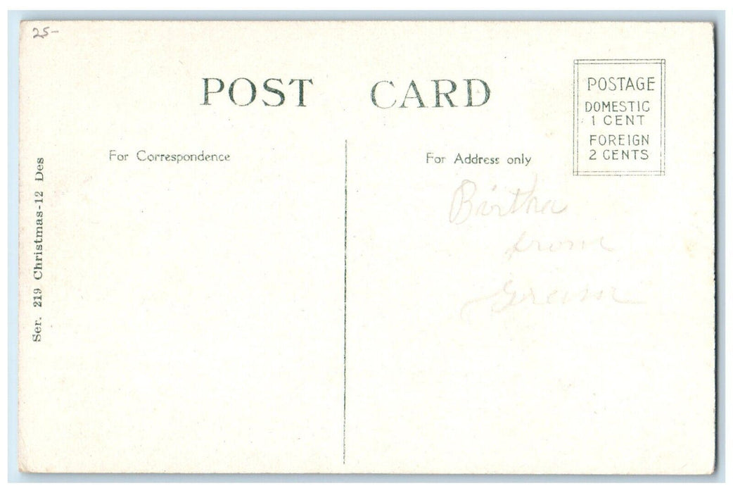 c1910's Christmas Santa Claus And Reindeer Sleigh Winter Snow Embossed Postcard