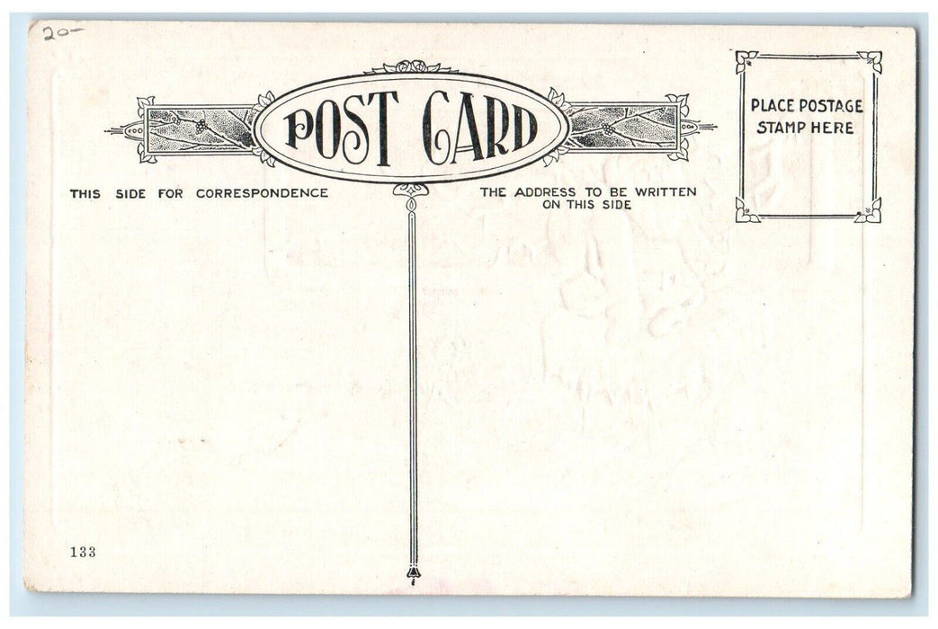 c1910's Christmas Greetings Santa Claus In Chimney Winter Snow Embossed Postcard