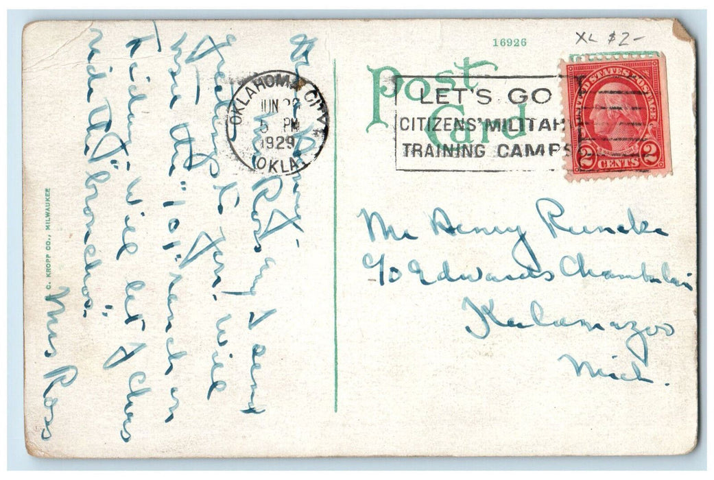 1929 Rescue Cars, Central Fire Station Oklahoma City Oklahoma OK Postcard