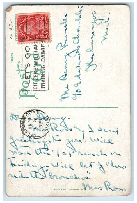 1929 Rescue Cars, Central Fire Station Oklahoma City Oklahoma OK Postcard