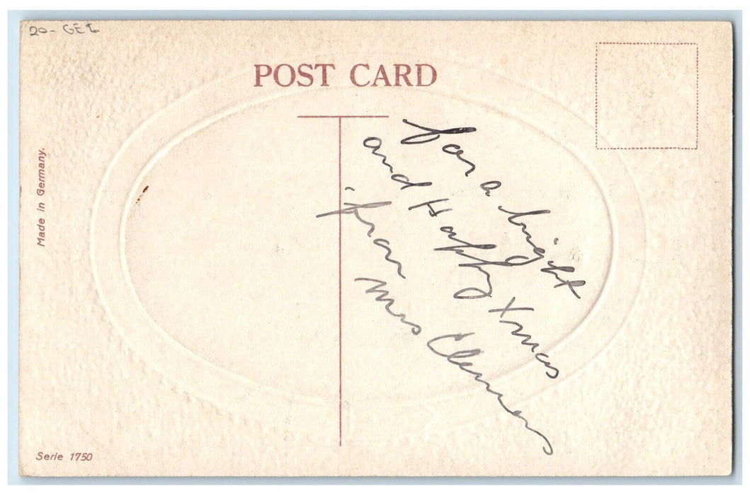 c1910's Christmas Houses Covered Snow Winter Gel Embossed Antique Postcard
